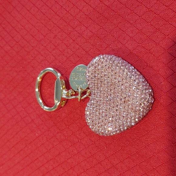 N/A Accessories - Pink Heart rhinestones Keychain with Gold Accents